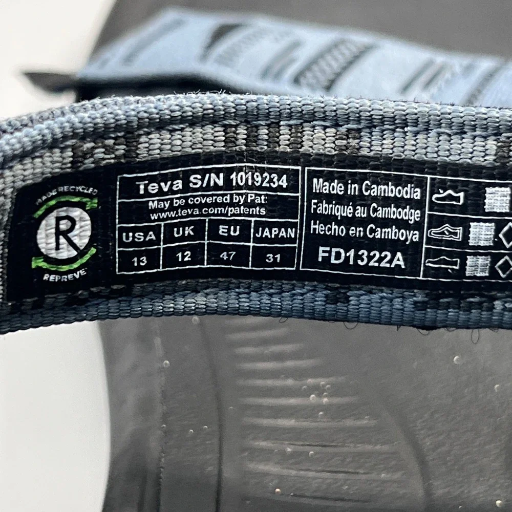 Teva Hurricane XLT2 Mens Gray Black Sport Hiking Sandals Size 13 shoe beach pool
